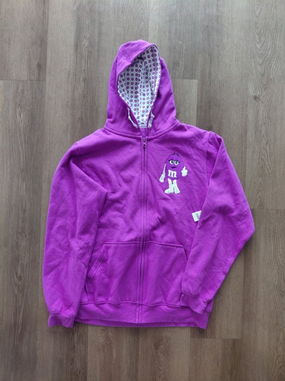 M&M’s Purple Character Zip-Up Hoodie | Women's Large | 70% Cotton | NWT